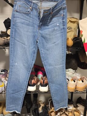 LOFT Light Blue Cropped High-Rise Skinny Jeans
